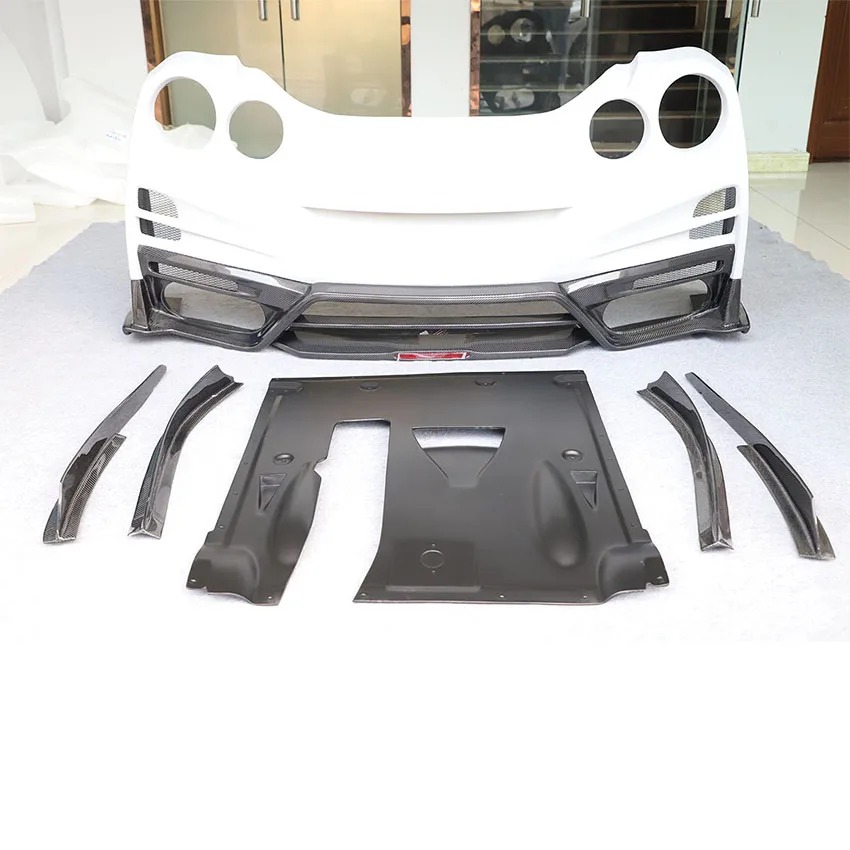 Top Secret Style Half Carbon Fiber Car Body Kit With Car Bumpers Hood Bonnet Wing Side Skirts  For  GTR R35 2008-2019